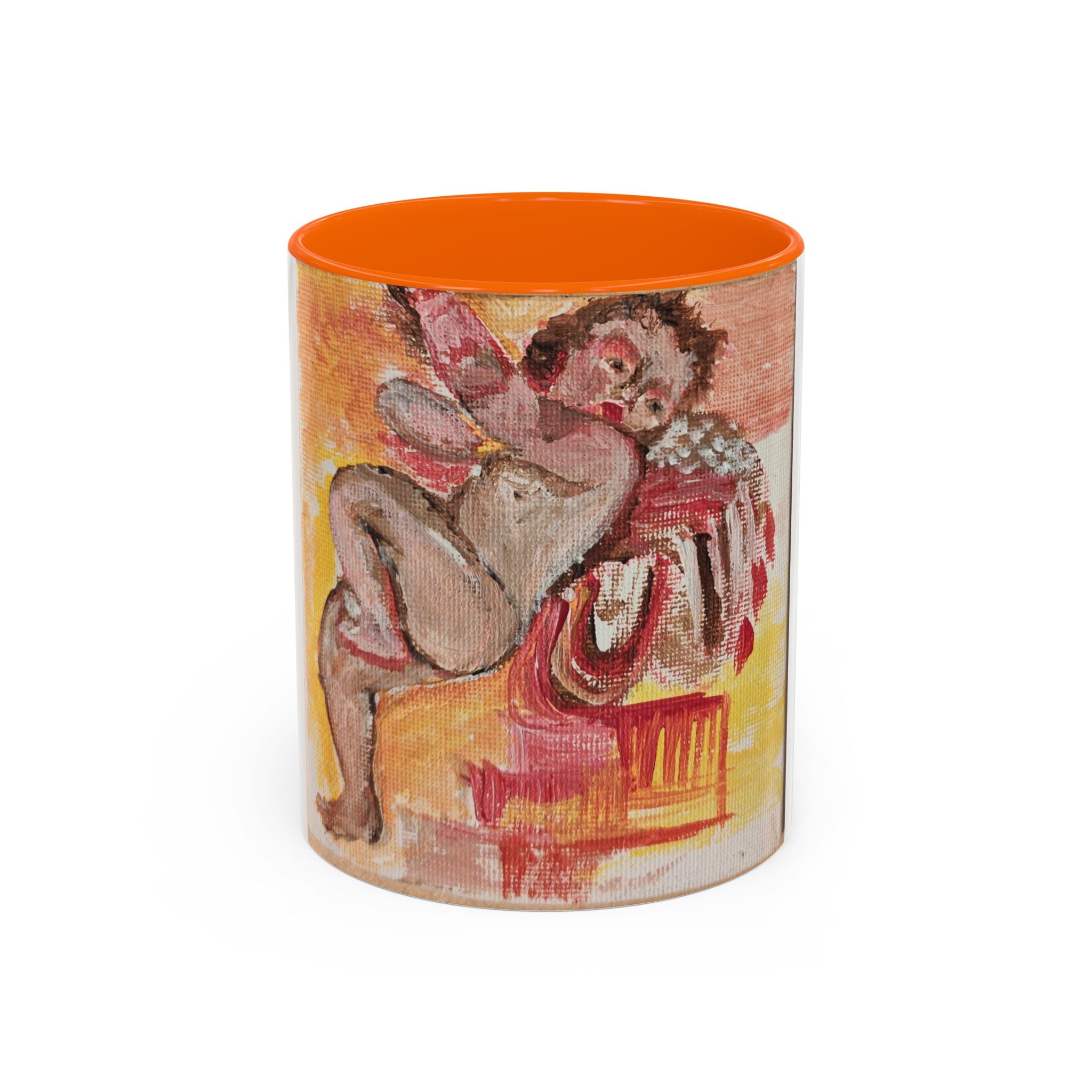Artistic Cherub Accent Coffee Mug – Vintage Romantic Painting Design (11/15oz)