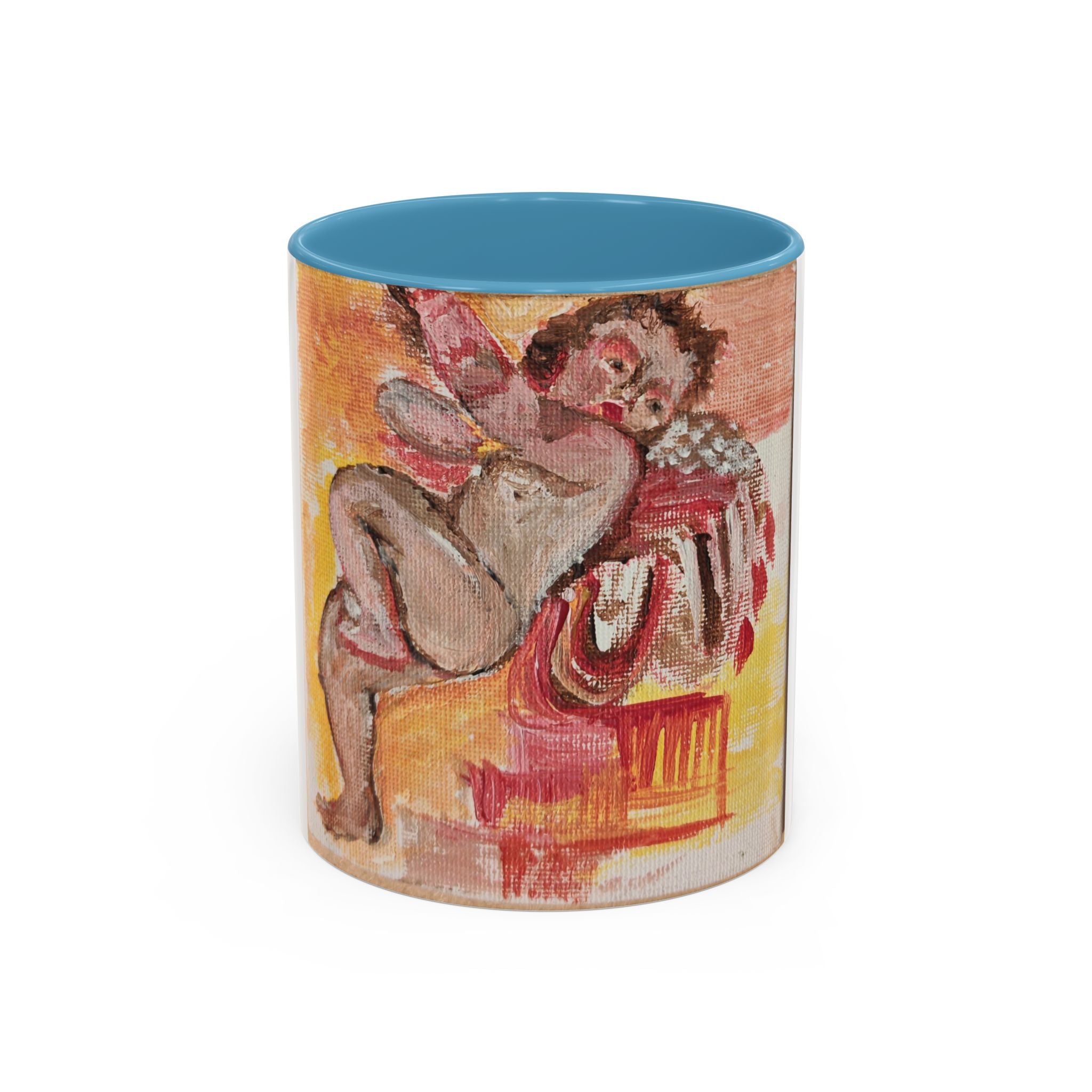 Artistic Cherub Accent Coffee Mug – Vintage Romantic Painting Design (11/15oz)