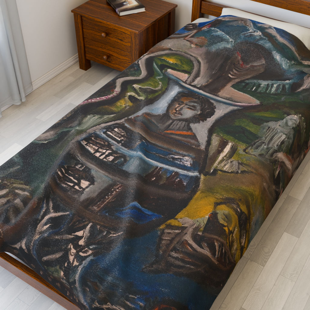 Velveteen Plush Blanket — Surreal Vessel Art Throw Blanket