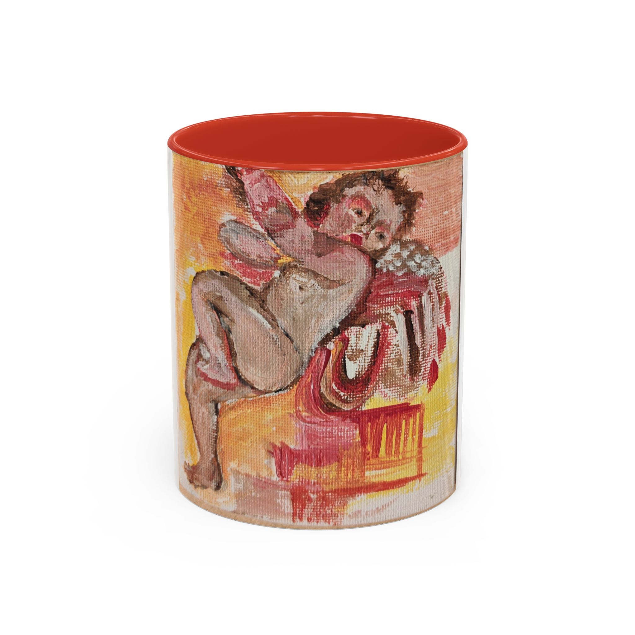 Artistic Cherub Accent Coffee Mug – Vintage Romantic Painting Design (11/15oz)