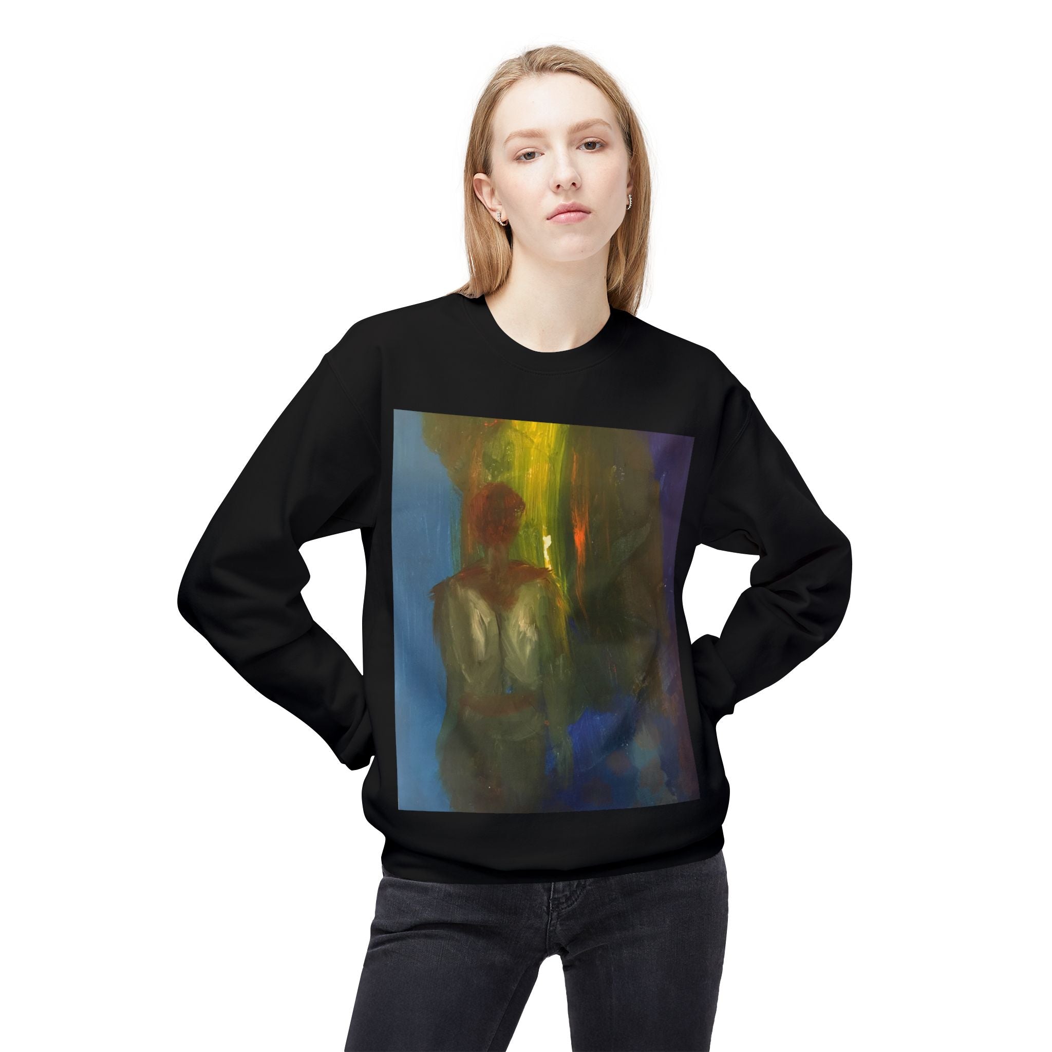 Artistic Fleece Sweatshirt with Unique Graphic Design