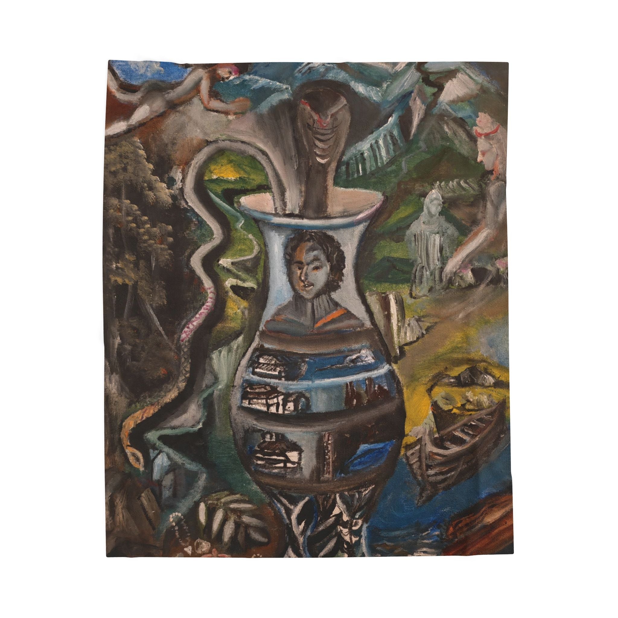 Velveteen Plush Blanket — Surreal Vessel Art Throw Blanket