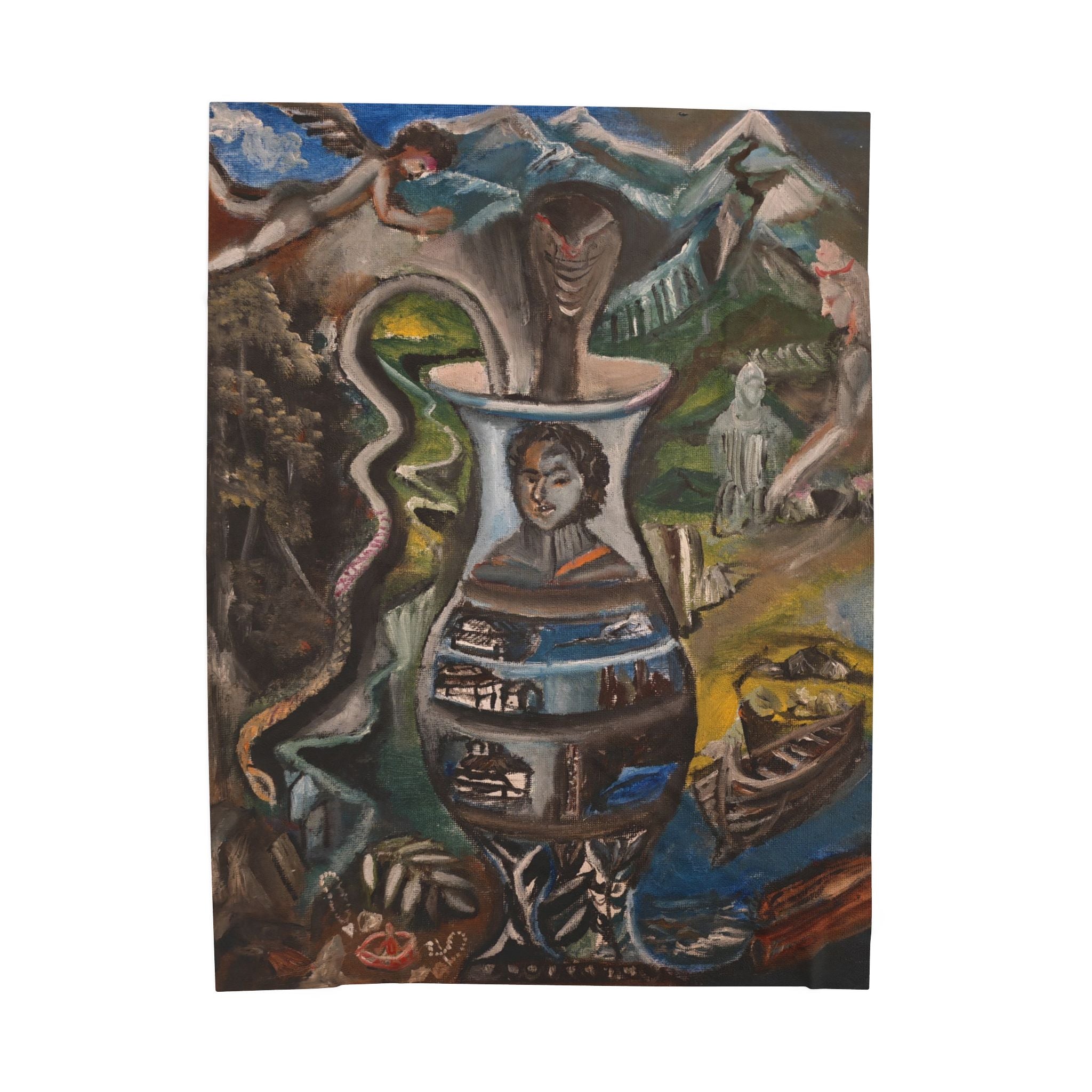 Velveteen Plush Blanket — Surreal Vessel Art Throw Blanket