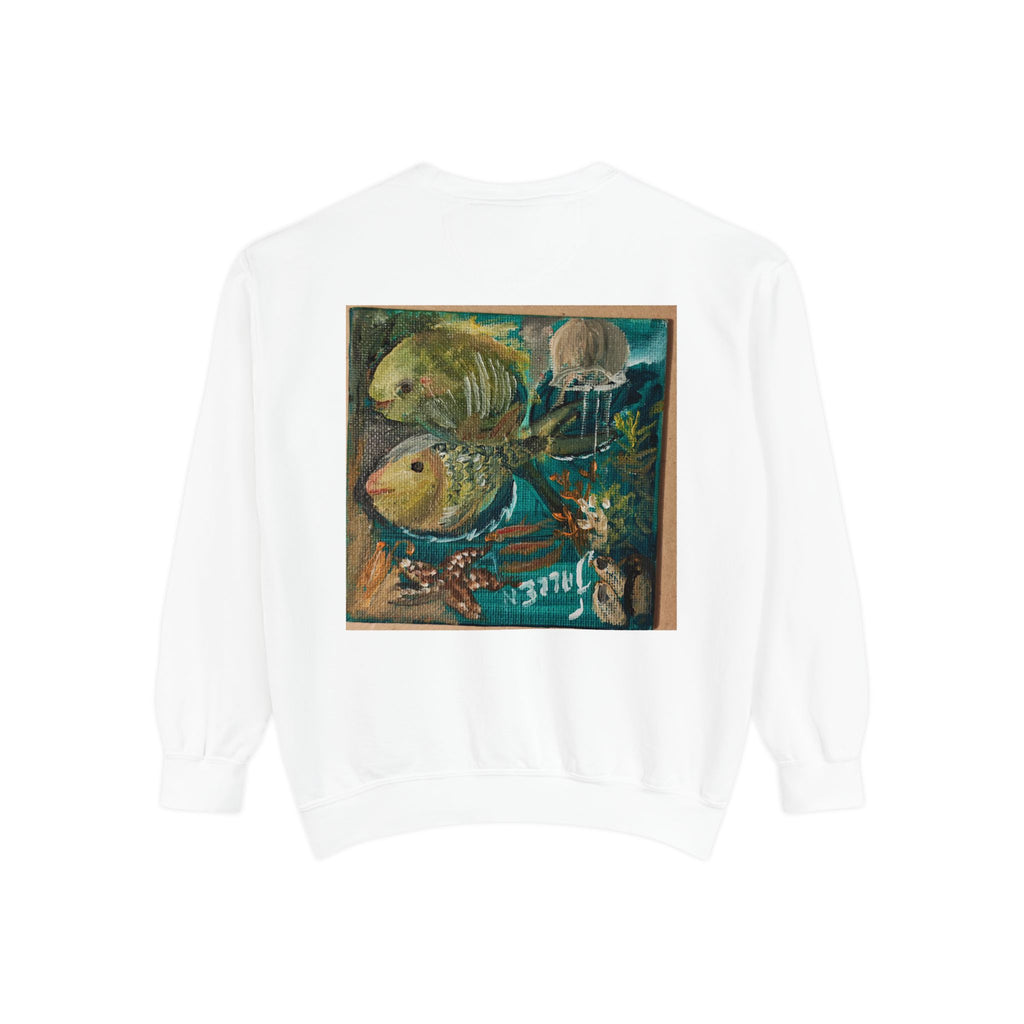 Fish Painting Sweatshirt — Vintage Ocean Art Back Print