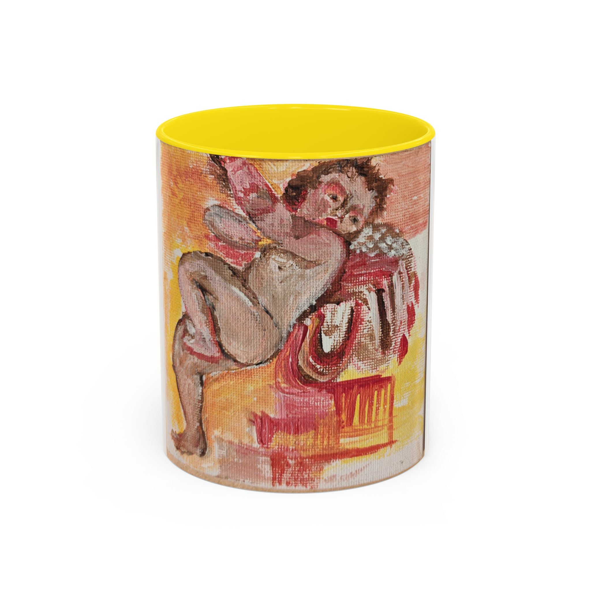 Artistic Cherub Accent Coffee Mug – Vintage Romantic Painting Design (11/15oz)