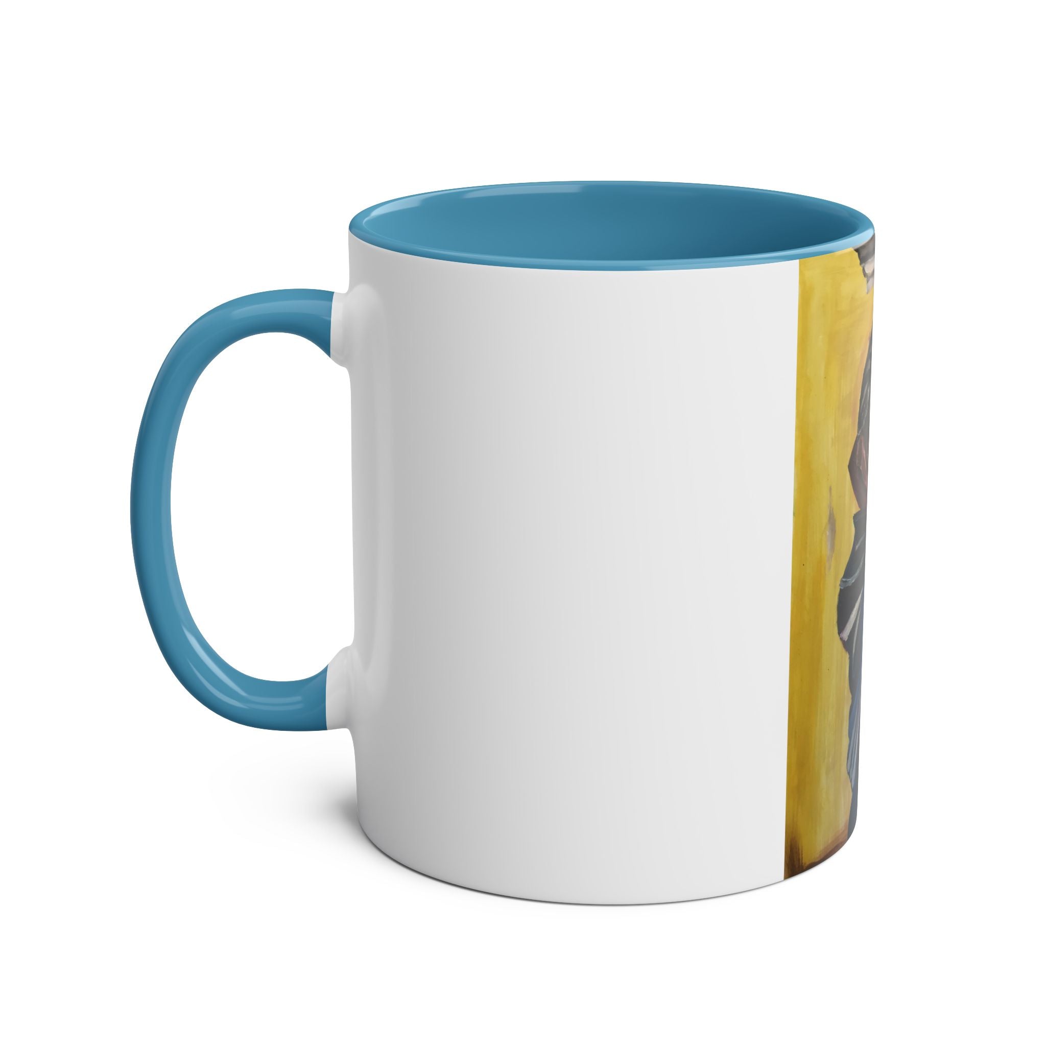 Artistic Two-Tone Coffee Mug with Mother and Child Design