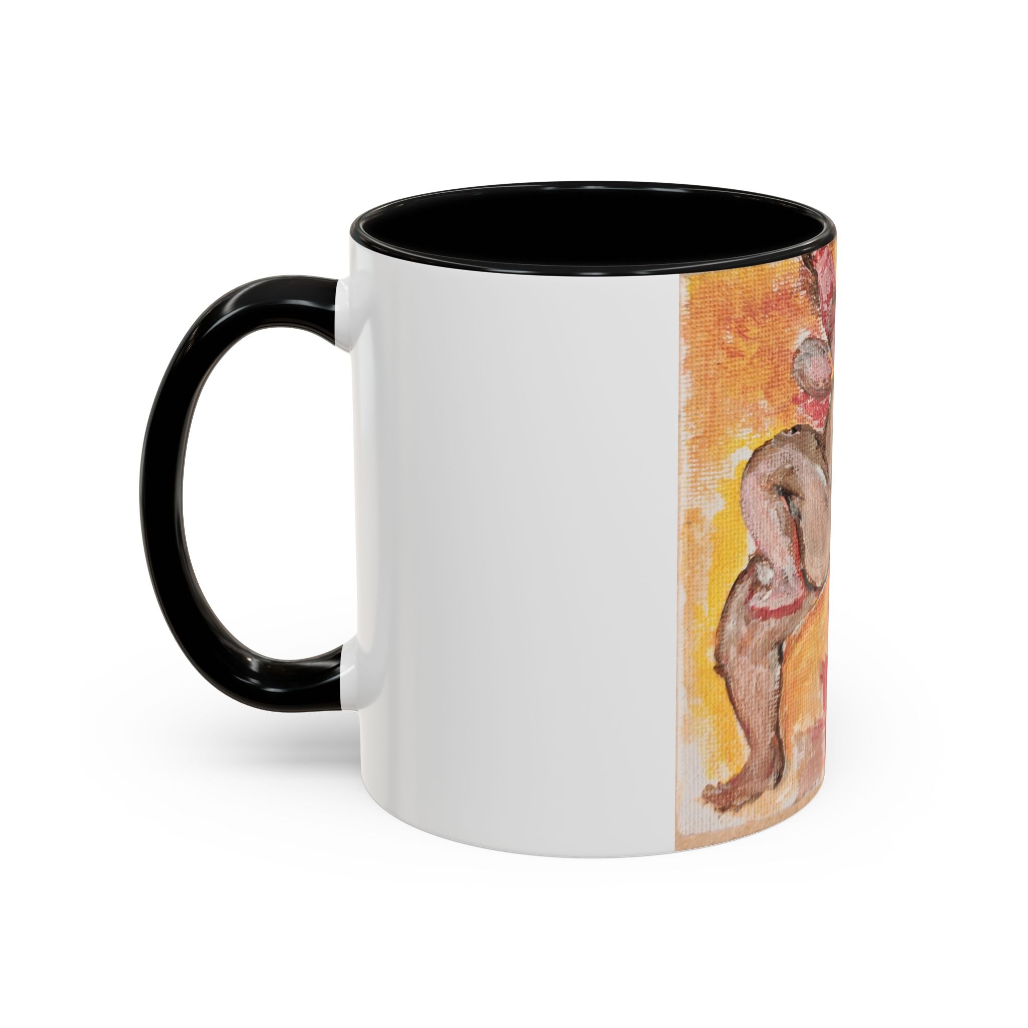 Artistic Cherub Accent Coffee Mug – Vintage Romantic Painting Design (11/15oz)
