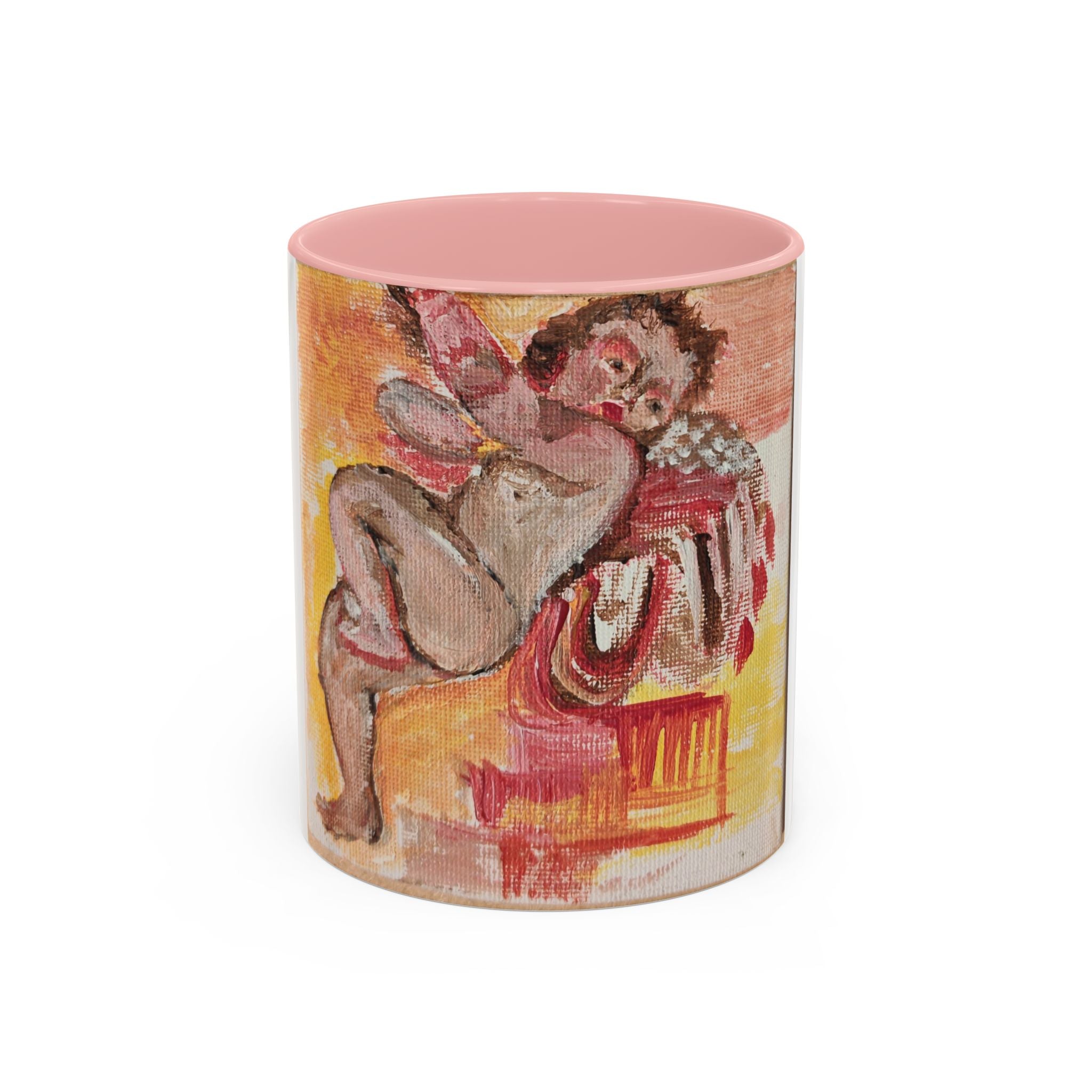 Artistic Cherub Accent Coffee Mug – Vintage Romantic Painting Design (11/15oz)