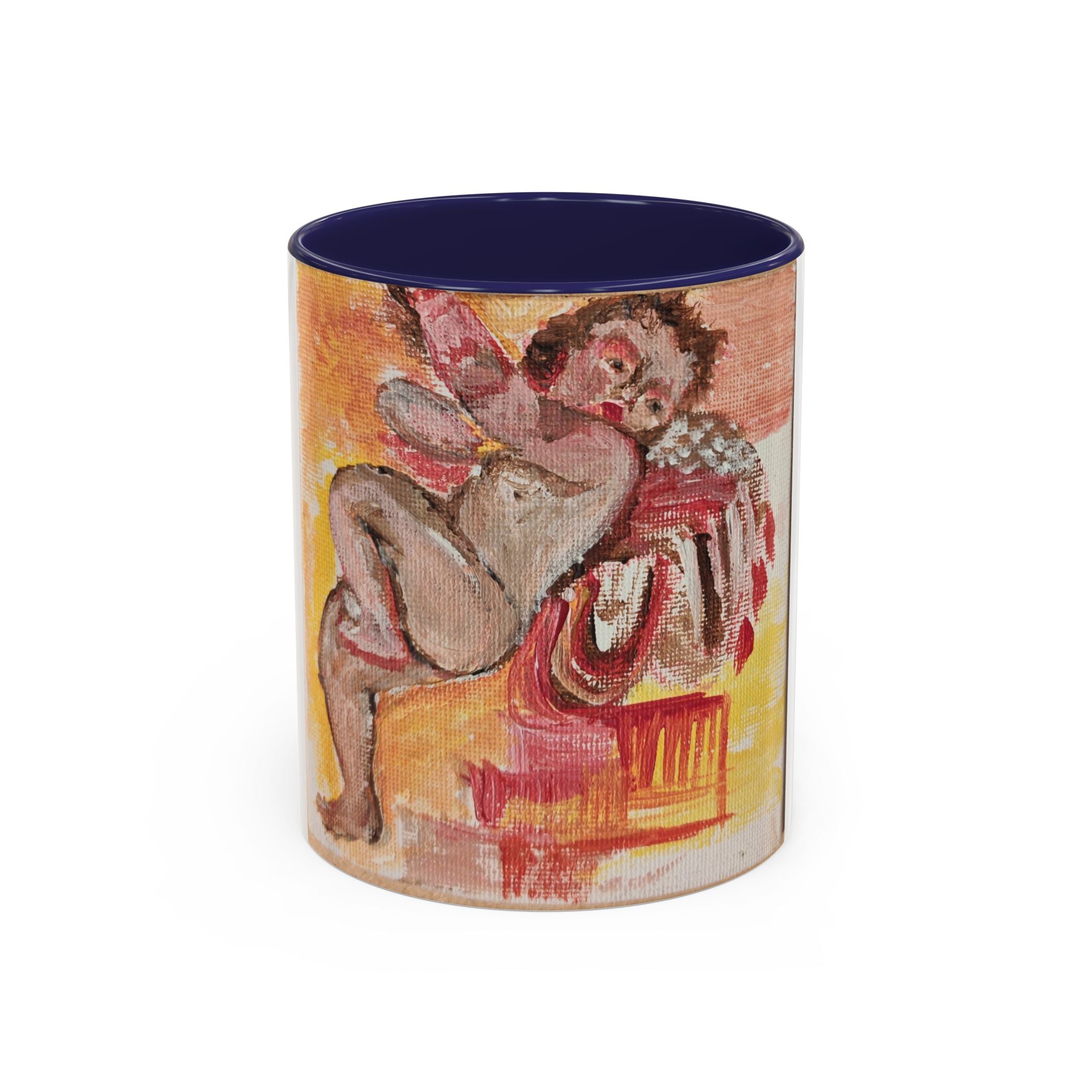 Artistic Cherub Accent Coffee Mug – Vintage Romantic Painting Design (11/15oz)