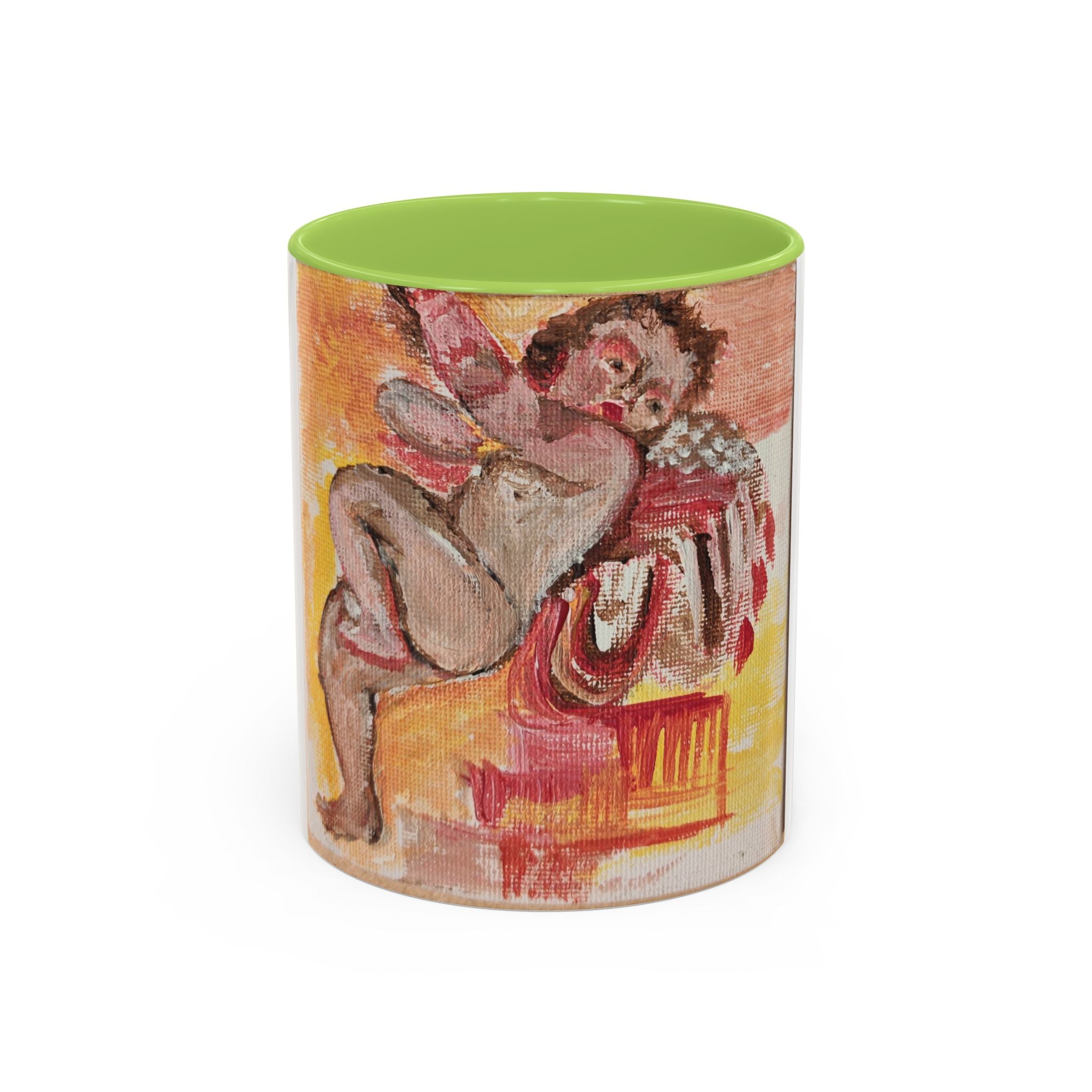 Artistic Cherub Accent Coffee Mug – Vintage Romantic Painting Design (11/15oz)