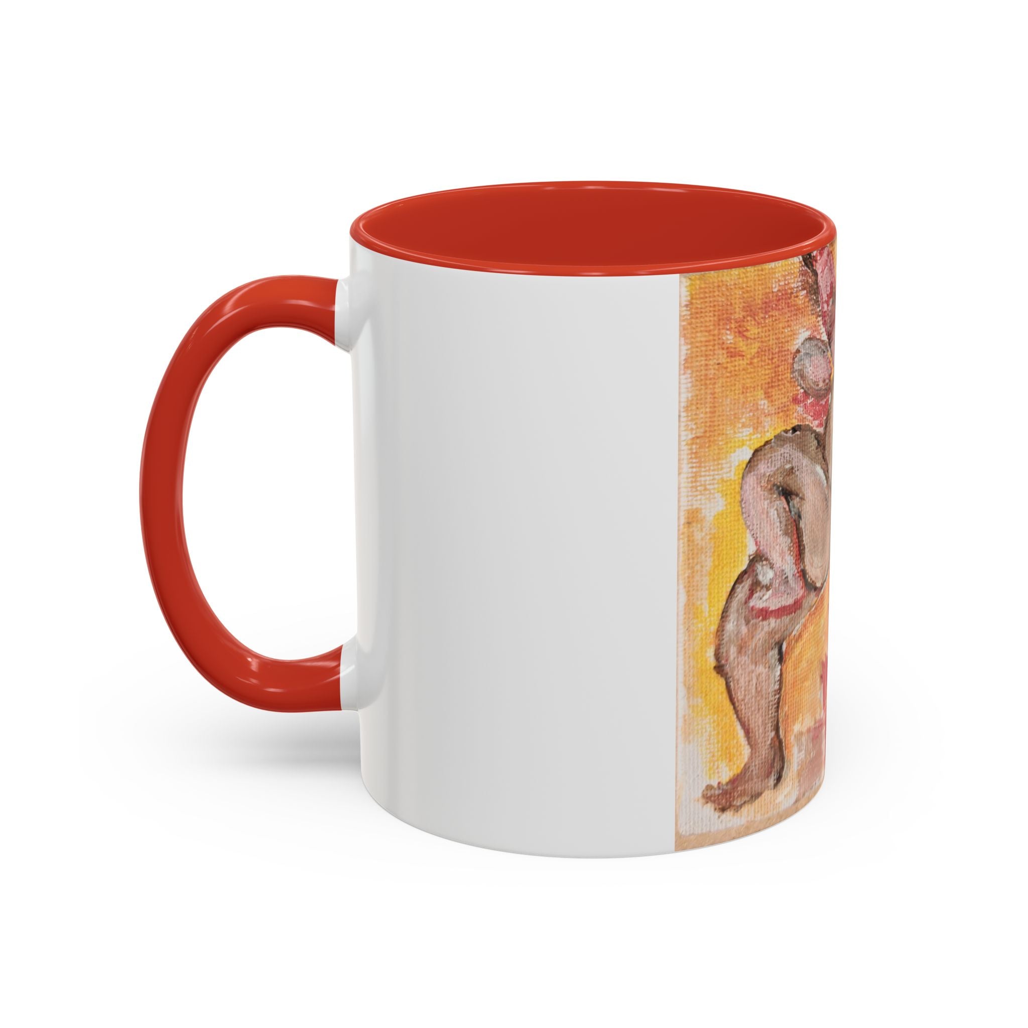 Artistic Cherub Accent Coffee Mug – Vintage Romantic Painting Design (11/15oz)