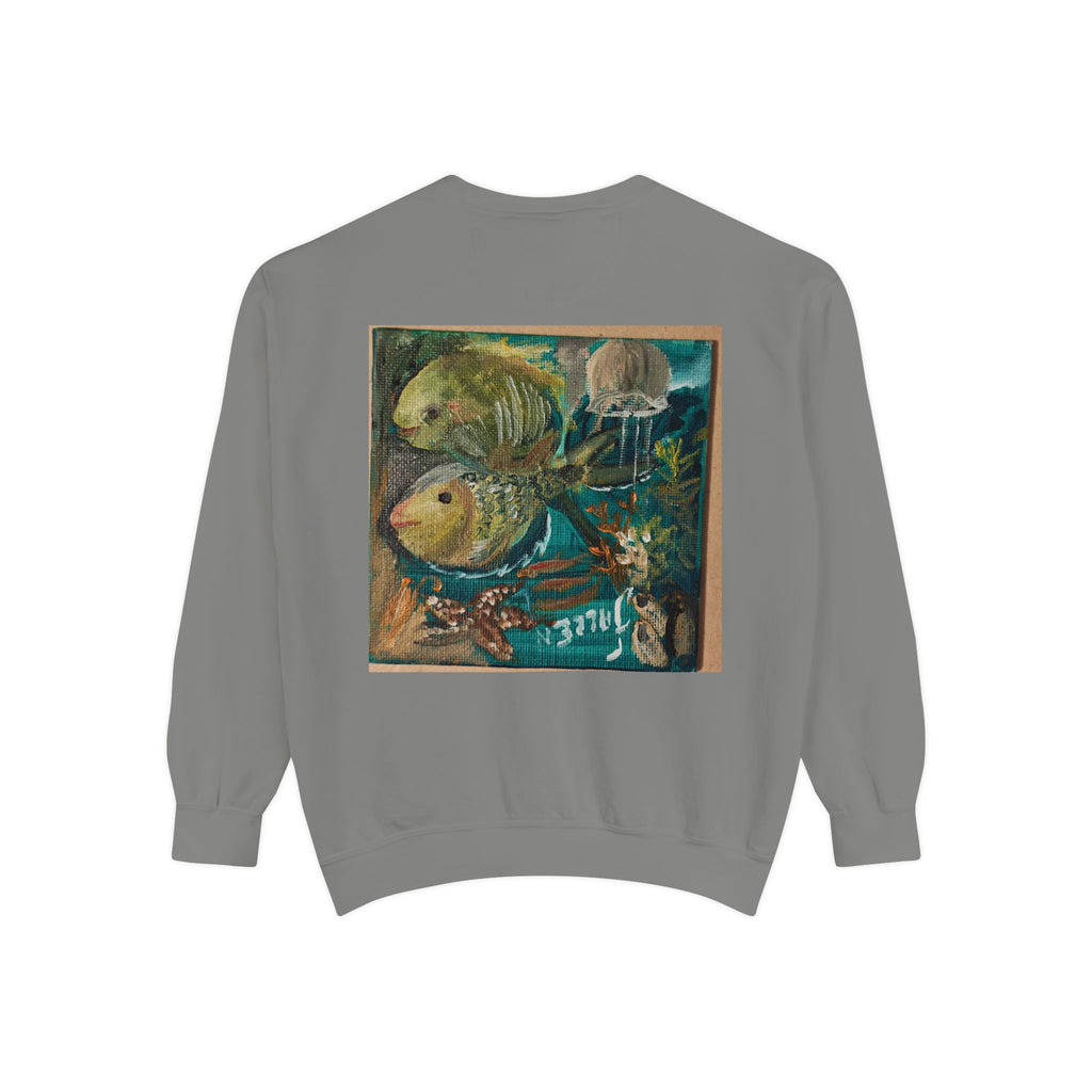 Fish Painting Sweatshirt — Vintage Ocean Art Back Print