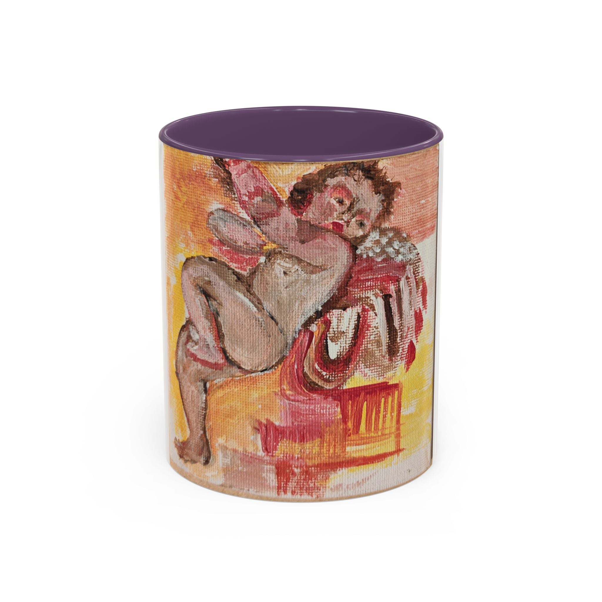 Artistic Cherub Accent Coffee Mug – Vintage Romantic Painting Design (11/15oz)